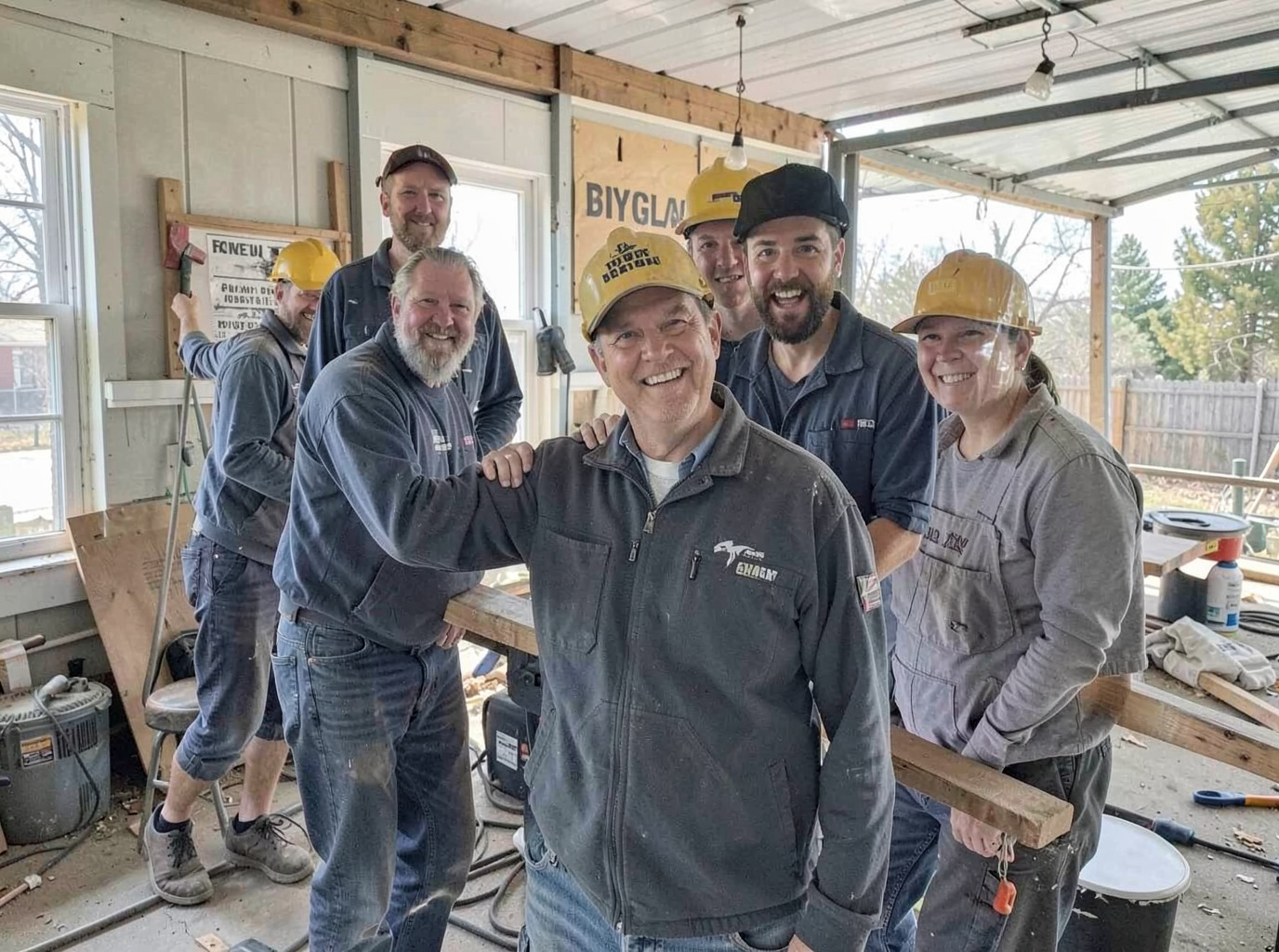 The Gary Roof & Leak Pros team at work in Gary