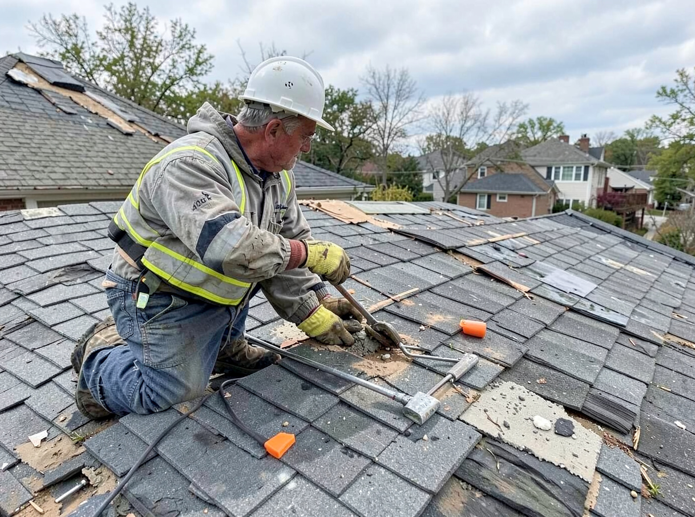 Wind Damage Roof Repair in Gary